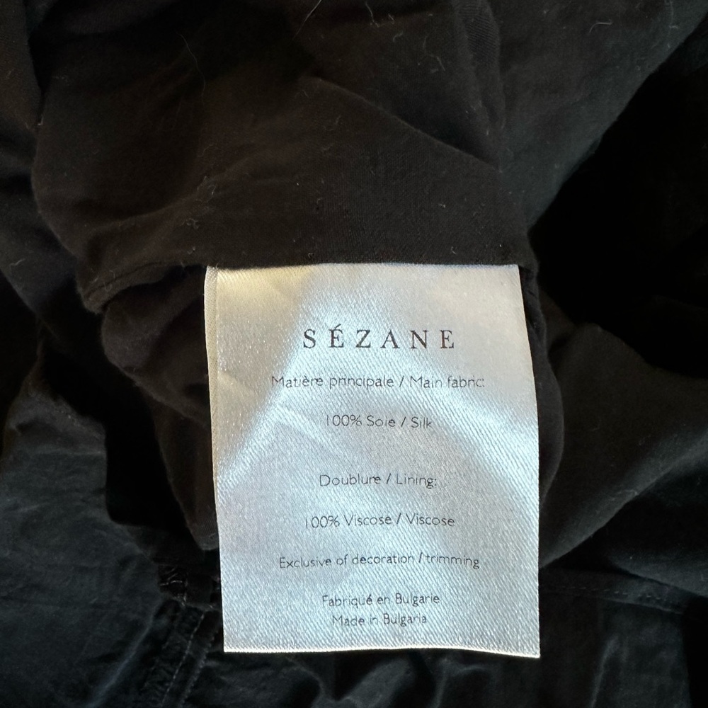 Sézane Black Silk Blend Ruffled Tiered Dress - Picture 6 of 8